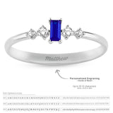 14k Gold | Baguette Cut Sapphire with Diamond Ring