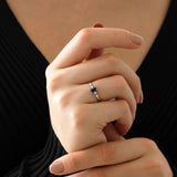 14k Gold | Baguette Cut Sapphire with Diamond Ring