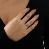 14k Gold | Baguette Cut Sapphire with Diamond Ring