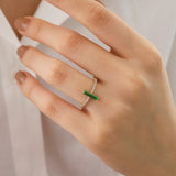 14k Gold | Emerald  Slim Rectangular CZ Bezel Setting Band Ring