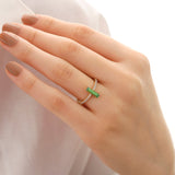 14k Gold | Emerald  Slim Rectangular CZ Bezel Setting Band Ring