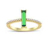 14k Gold | Emerald  Slim Rectangular CZ Bezel Setting Band Ring