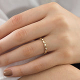 14k Gold | Hexagon Shaped Dome Ring