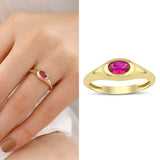 14k Gold | Magenta Ring w/ Zircon Gemstone