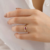 14k Gold | Magenta Ring w/ Zircon Gemstone