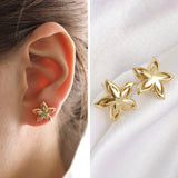 14k Gold | Dainty Star Flower Earrings