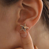 14k Gold | Dainty Star Flower Earrings