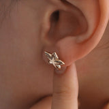 14k Gold | Dainty Star Flower Earrings