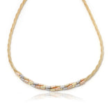 14k Gold | Tri Color Braided Mesh - Rope Chain Choker Necklace