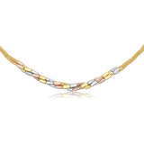 14k Gold | Tri Color Braided Mesh - Rope Chain Choker Necklace