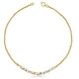 14k Gold | Tri Color Braided Mesh - Rope Chain Choker Necklace