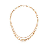 14k Gold | Graduated Oval Link and Curb Chain Layering Necklace