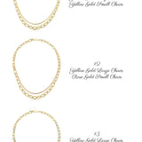 14k Gold | Graduated Oval Link and Curb Chain Layering Necklace