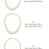 14k Gold | Graduated Oval Link and Curb Chain Layering Necklace