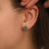 14k Gold | Emerald Hexagon Flower Stud Earrings