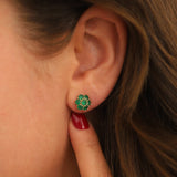 14k Gold | Emerald Hexagon Flower Stud Earrings