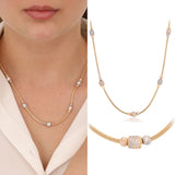 14k Gold | Tri Beaded Franco Mesh Chain Necklace