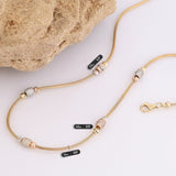 14k Gold | Tri Beaded Franco Mesh Chain Necklace