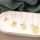 14k Gold | Personalized Round Disc - Circle Medal Necklace