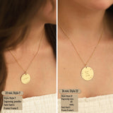 14k Gold| Personalized Round Disc - Circle Medal Necklace