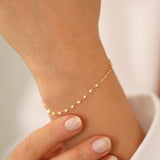 14k Gold | Sequin Boomerang Sparkle Chain Bracelet