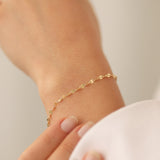 14k Gold | Sequin Boomerang Sparkle Chain Bracelet