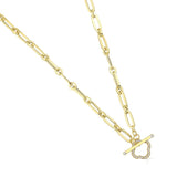 14k Gold | T-Bar Toggle Clasp Oval Paperclip Necklace