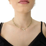 14k Gold | T-Bar Toggle Clasp Oval Paperclip Necklace