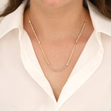 14k Gold | Tri-Color Laser Cut Beaded Franco Mesh Chain Necklace