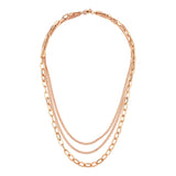 14k Gold | Tri Strand Paperclip & Curb Layering Necklace