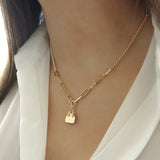 14k Gold | Paperclip Chain Necklace with Bag Charm