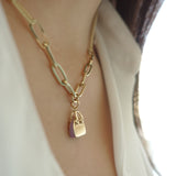 14k Gold | Paperclip Chain Necklace with Bag Charm