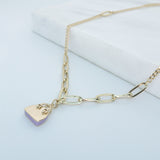 14k Gold | Paperclip Chain Necklace with Bag Charm