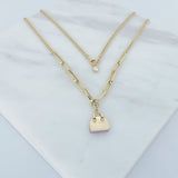 14k Gold | Paperclip Chain Necklace with Bag Charm