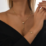 14k Gold | Heart Dangle Neckdrop Necklace