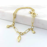 14k Gold | Paperclip & Double Curb Bracelet with Charms