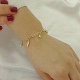 14k Gold | Paperclip & Double Curb Bracelet with Charms