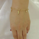 14k Gold | Paperclip & Double Curb Bracelet with Charms