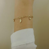 14k Gold | Paperclip & Double Curb Bracelet with Charms