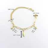 14k Gold | Paperclip & Double Curb Bracelet with Charms