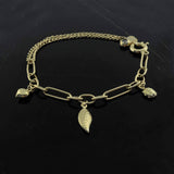 14k Gold | Paperclip & Double Curb Bracelet with Charms