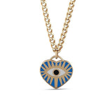 14k Gold | Blue Heart Evil Eye Charm Necklace