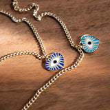 14k Gold | Blue Heart Evil Eye Charm Necklace