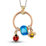 14k Gold | Ladybug Bee Murano Ring Necklace