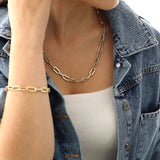 14k Gold | Aqua Blue Staple - Paperclip Chain Necklace