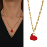 14k Gold | Curb Chain Necklace with Colorful Flat Heart Charm