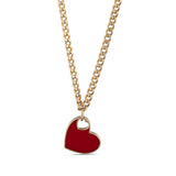 14k Gold | Curb Chain Necklace with Colorful Flat Heart Charm