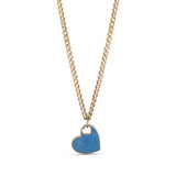 14k Gold | Curb Chain Necklace with Colorful Flat Heart Charm