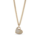 14k Gold | Curb Chain Necklace with Colorful Flat Heart Charm