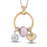 14k Gold | Snowflake and Heart Murano Ring Necklace